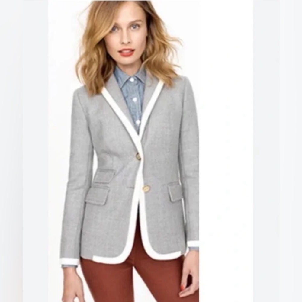 J.Crew Lexington Blazer Gray with Cream Trim